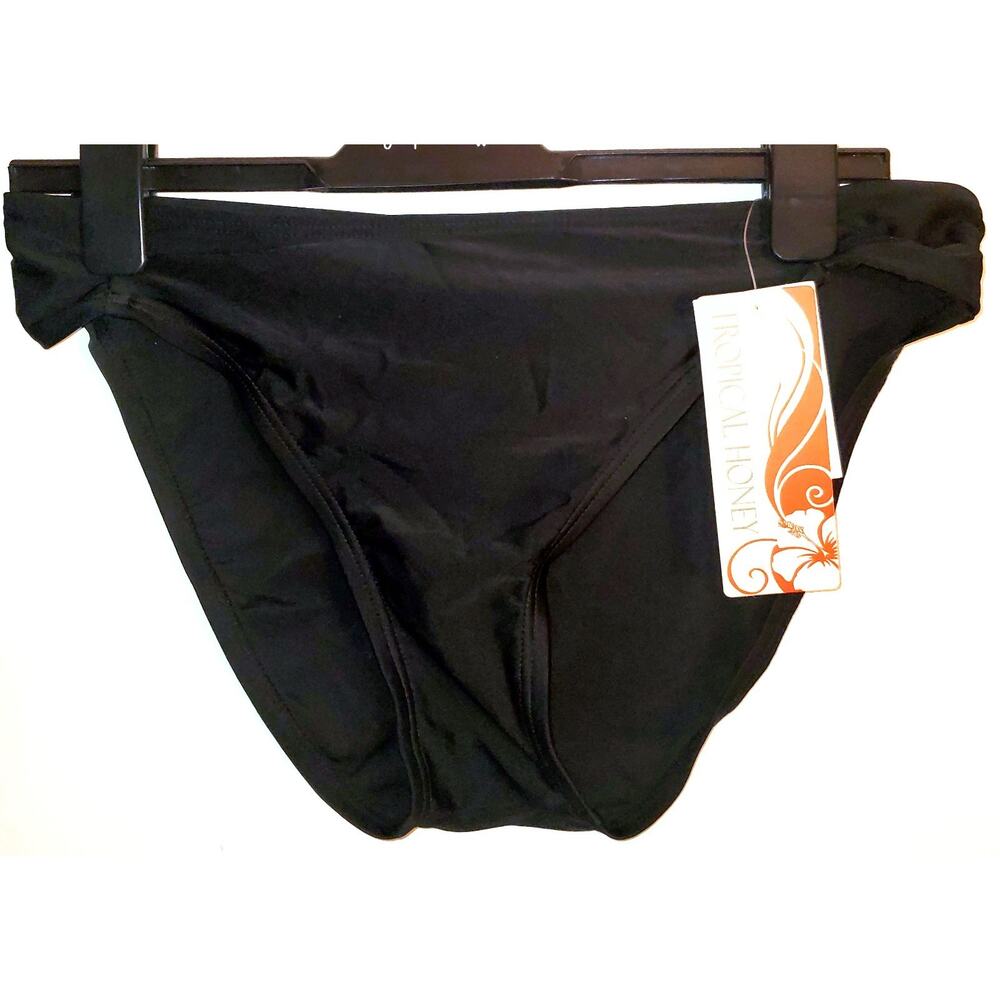 Tropical Honey Womens Solid Black Bikini Bottoms Size 14 NEW